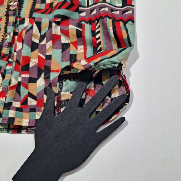 Vintage Stage West 90s Geometric Print Button Western Shirt Mens Med/Womens Lg - Picture 11 of 11